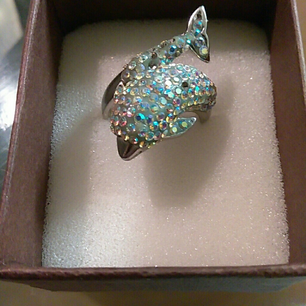 925 Sterling Silver Solid Dolphin Ring - image 4